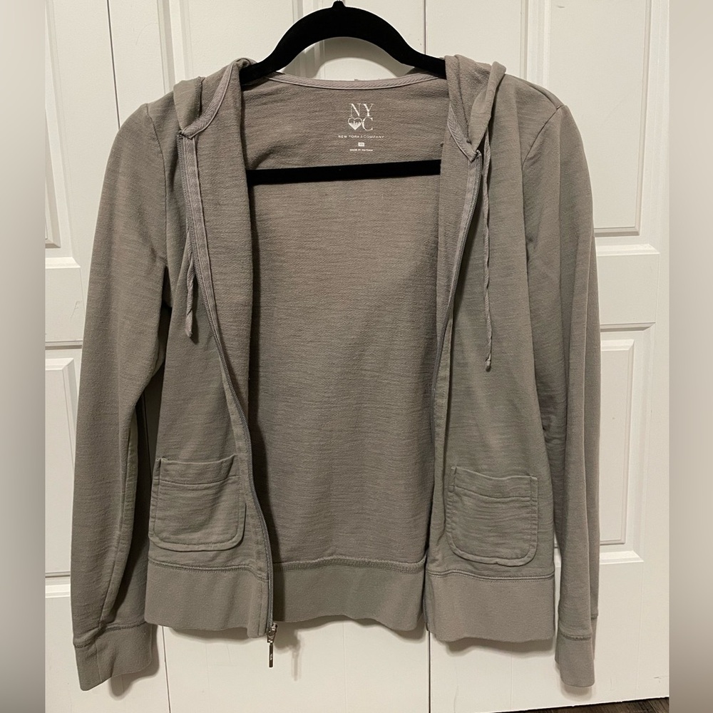 Gray New York & Company Zip Up Hoodie